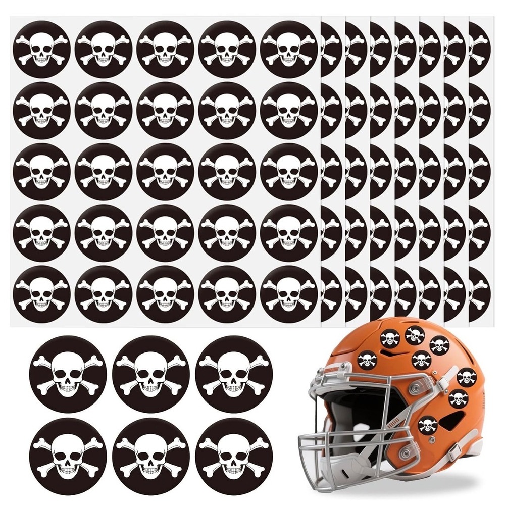1000pc Skull & Crossbones Helmet Reward Stickers Decals Halloween biker spooky